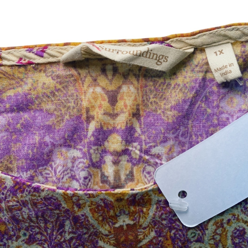 Soft Surroundings Purple and Gold Patterned Tunic Top NWT - Picture 7 of 13